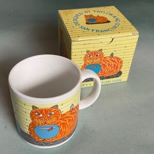 Taylor & Ng Coffee Mug Kitty Katfish Cat Goldfish Vintage 1980s